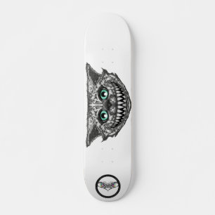 Cheshire cat zwart-wit-lijnenglimlach persoonlijk skateboard