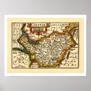 Cheshire (Chester) County, Engeland Antiquarische Poster