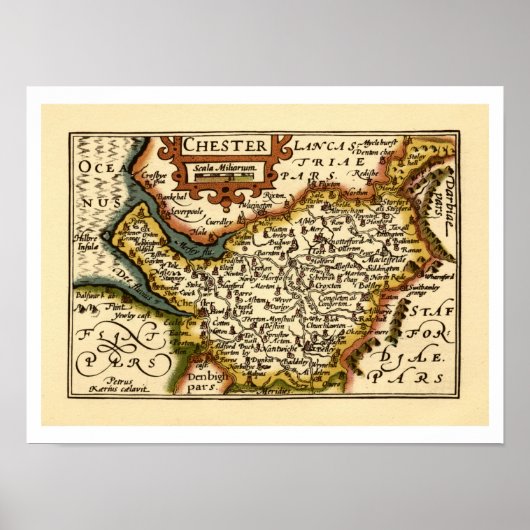 Cheshire (Chester) County, Engeland Antiquarische  Poster (Voorkant)
