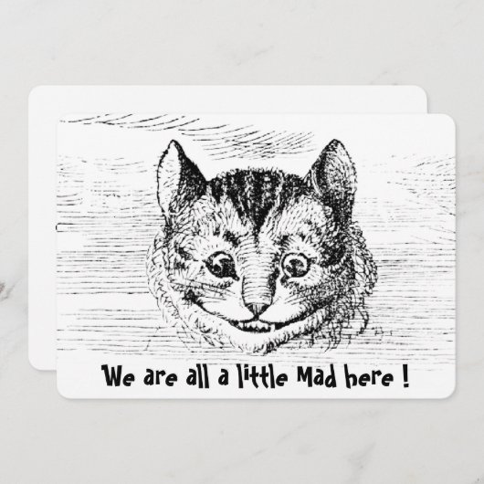 Chesire Cat - Alice In Wonderland karakter Notitiekaartje (Voorkant / Achterkant)