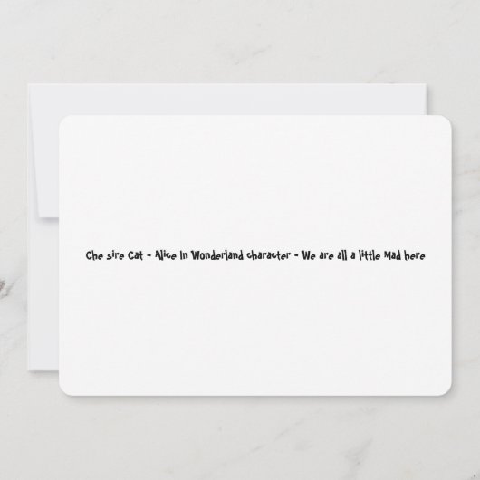 Chesire Cat - Alice In Wonderland karakter Notitiekaartje (Achterkant)