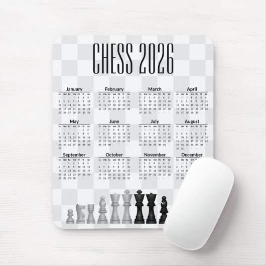 Chess 2026 Calendar Mousepad Muismat (Met muis)
