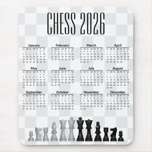 Chess 2026 Calendar Mousepad Muismat (Voorkant)