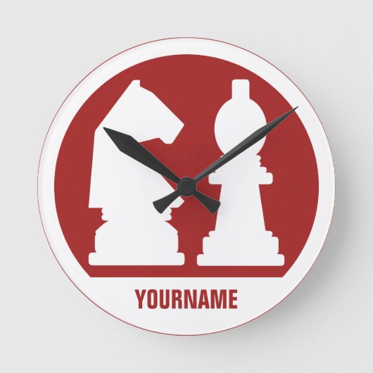 CHESS aangepaste monogram- en kleurenwandklokken Ronde Klok (Voorkant)