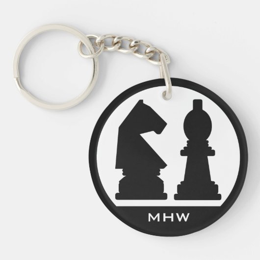 CHESS aangepaste monogram sleutelketen Sleutelhanger (Voorkant)