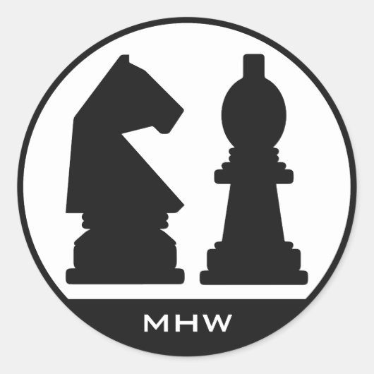 CHESS aangepaste monogram-stickers Ronde Sticker (Voorkant)