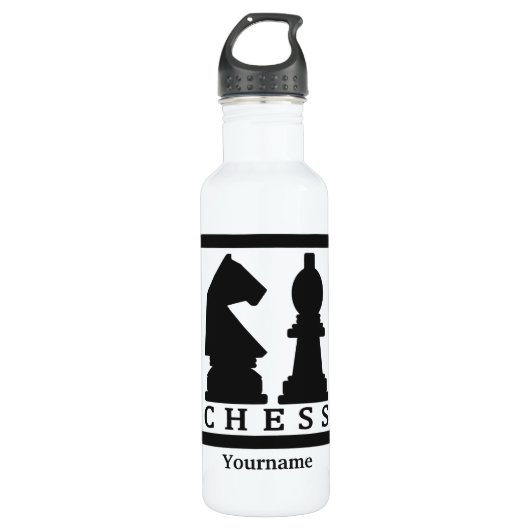 CHESS aangepaste monogram waterflessen Waterfles (Voorkant)