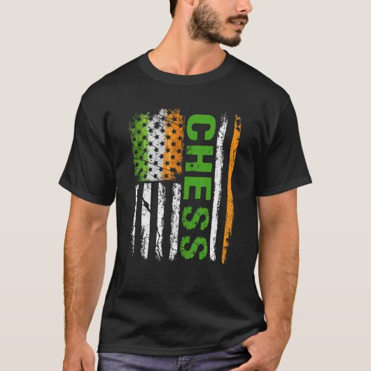 Chess American Flag Distress St Patrick's Day T-shirt (Voorkant)