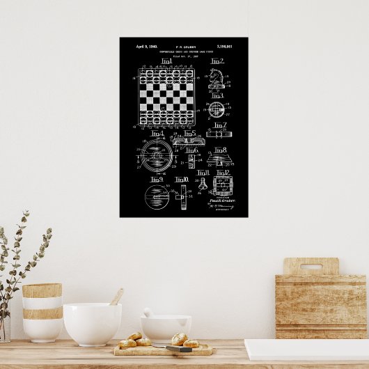 Chess and Checker Game Patent Poster (Keuken)