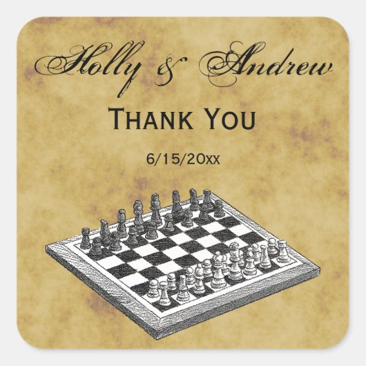 Chess and Chess Board  WBG Verstoord Vierkante Sticker (Voorkant)