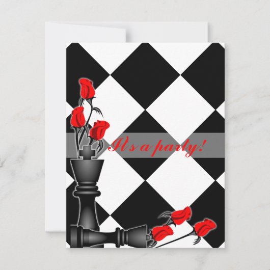 Chess and Rozen Gothic Wedding Kaart (Voorkant)