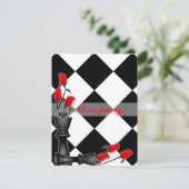 Chess and Rozen Gothic Wedding Kaart (Staand voorkant)