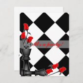 Chess and Rozen Gothic Wedding Kaart (Voorkant / Achterkant)