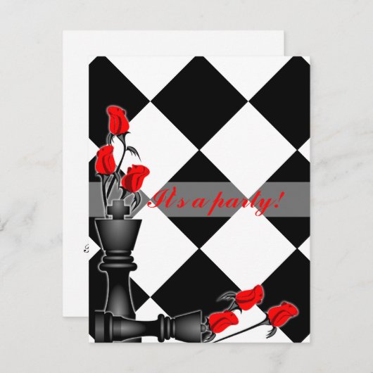 Chess and Rozen Gothic Wedding Kaart (Voorkant / Achterkant)