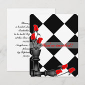 Chess and Rozen Gothic Wedding Kaart (Voorkant / Achterkant)