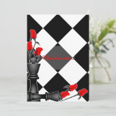 Chess and Rozen Gothic Wedding Kaart (Staand voorkant)
