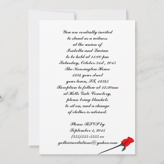 Chess and Rozen Gothic Wedding Kaart (Achterkant)