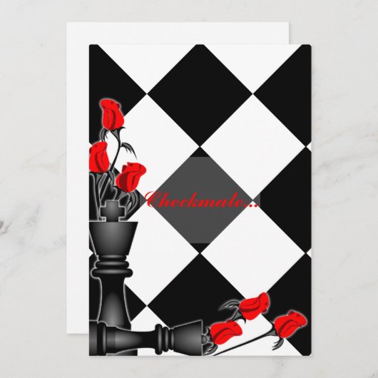 Chess and Rozen Gothic Wedding Kaart (Voorkant / Achterkant)