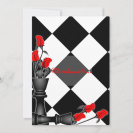 Chess and Rozen Gothic Wedding Kaart