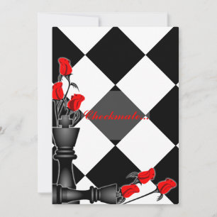 Chess and Rozen Gothic Wedding Kaart