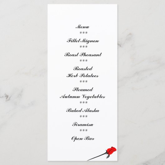 Chess and Rozen Gothic Wedding Menu (Achterkant)