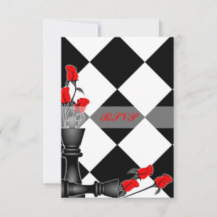 Chess and Rozen Gothic Wedding RSVP Kaartje