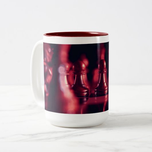 Chess Art Coffee Mok – Schaakbord Design Print" (Voorkant links)