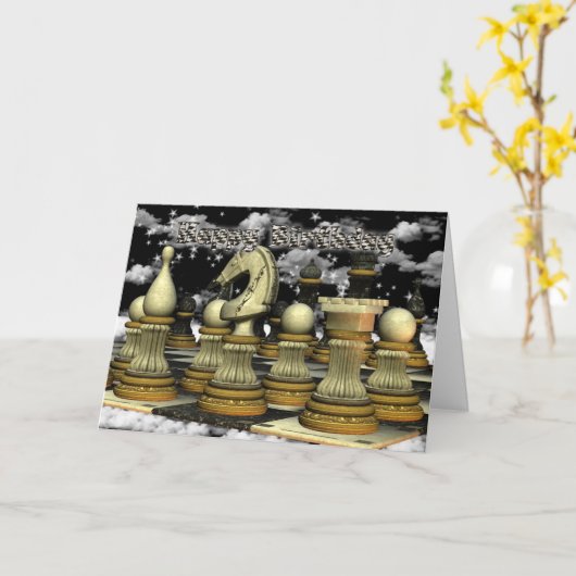 Chess Birthday Kaart (Gele Bloem)