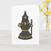 Chess Bishop op op Chess with Staff Kaart (Gele Bloem)