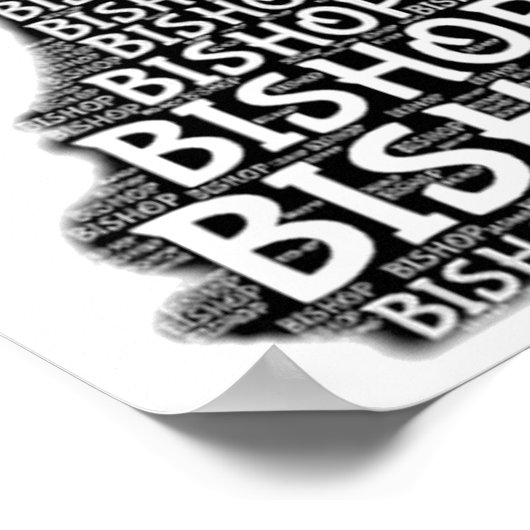 Chess Bishop Word Afbeelding Poster (Hoek)