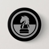 Chess - Black & White Knight Ronde Button 5,7 Cm (Voorkant)
