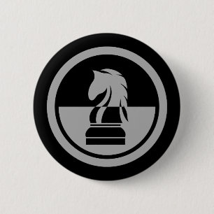 Chess - Black & White Knight Ronde Button 5,7 Cm
