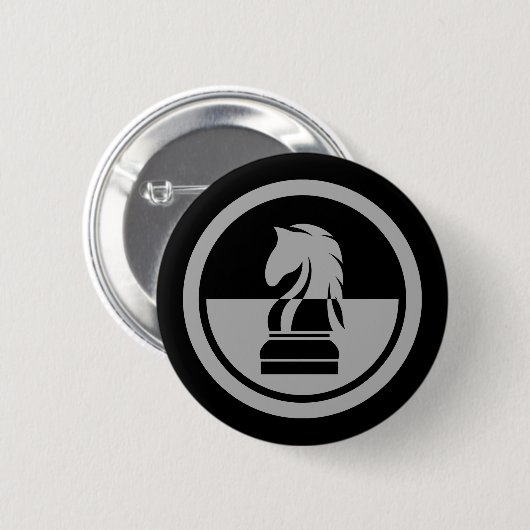 Chess - Black & White Knight Ronde Button 5,7 Cm (Voorkant /achterkant)