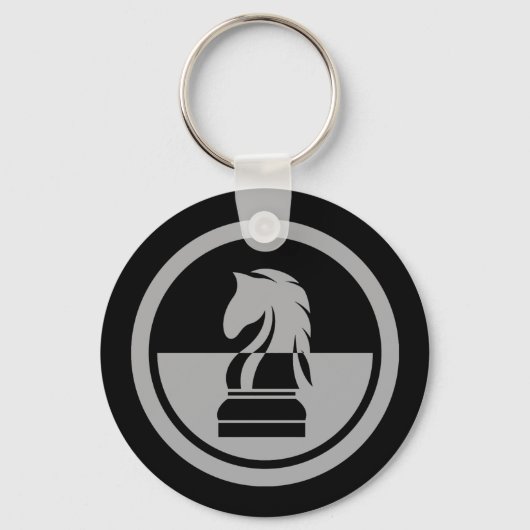 Chess - Black & White Knight Sleutelhanger (Voorkant)