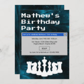 Chess Blue Nebula Chess Pineersels Retro Birthday Kaart (Voorkant / Achterkant)