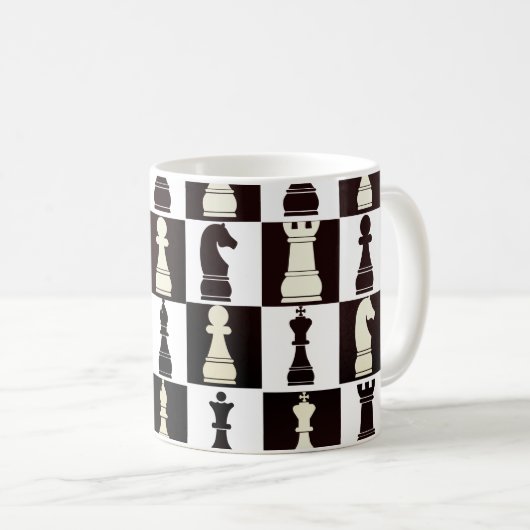 Chess Board Black en White Pattern Koffiemok (Voorkant rechts)