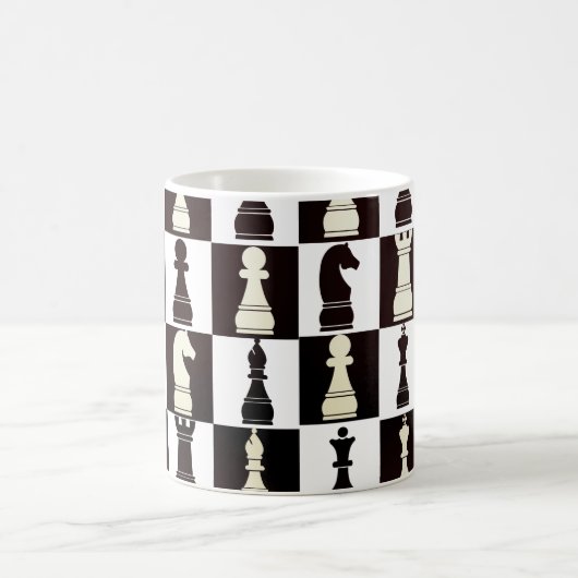 Chess Board Black en White Pattern Koffiemok (Center)