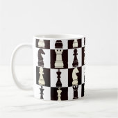 Chess Board Black en White Pattern Koffiemok (Links)