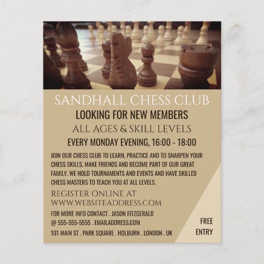 Chess Board, Chess Club Adverteren Flyer (Voorkant)