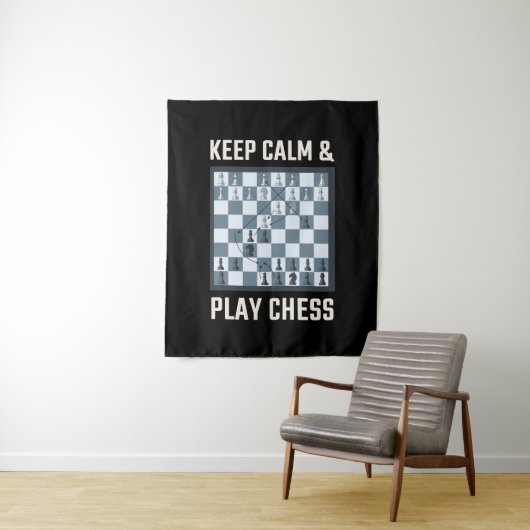 Chess Board Chess Player Wandkleed (In situ)