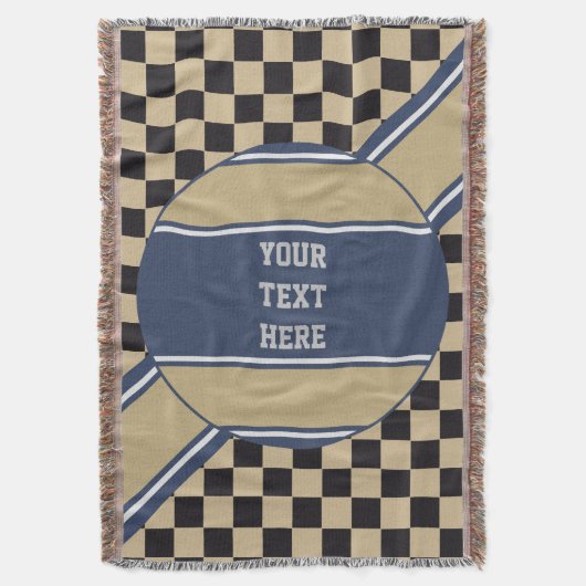 Chess Board Pattern + uw achtergrondkleur en tekst Deken (Voorkant Verticaal)