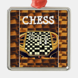 CHESS BOARD STYLE METALEN ORNAMENT