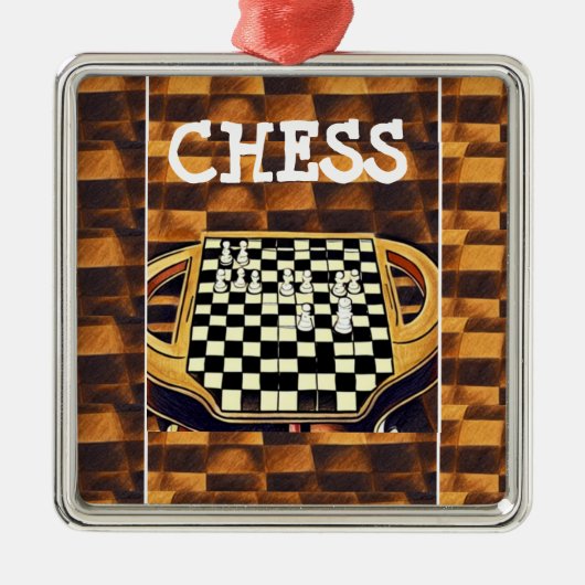 CHESS BOARD STYLE METALEN ORNAMENT (Voorkant)