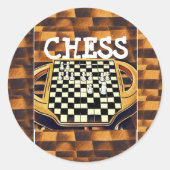 CHESS BOARD STYLE RONDE STICKER