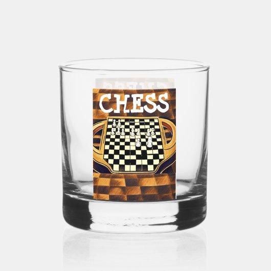 CHESS BOARD STYLE WHISKY GLAS (Voorkant)