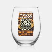 CHESS BOARD STYLE WIJNGLAS ZONDER VOET (Voorkant)