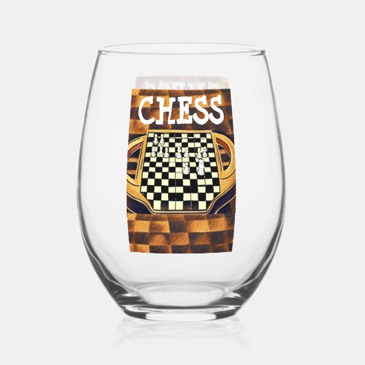 CHESS BOARD STYLE WIJNGLAS ZONDER VOET (Voorkant)