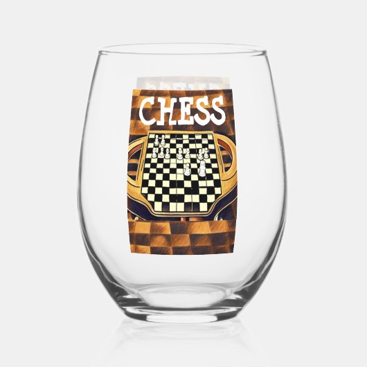 CHESS BOARD STYLE WIJNGLAS ZONDER VOET (Achterkant)