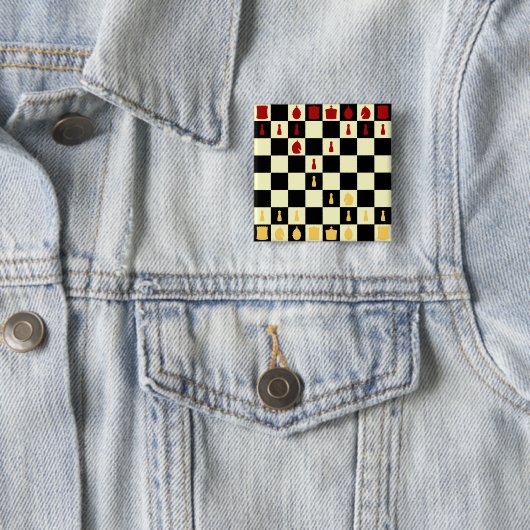 Chess Board Vierkante Button 5,1 Cm (In situ)
