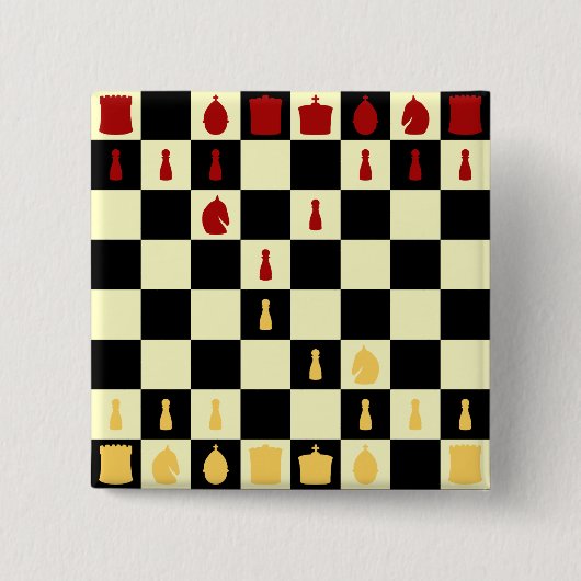 Chess Board Vierkante Button 5,1 Cm (Voorkant)